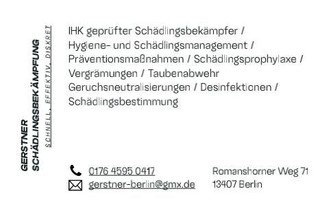 Gerstner Schädlingsbekämpfung – Visitenkarte